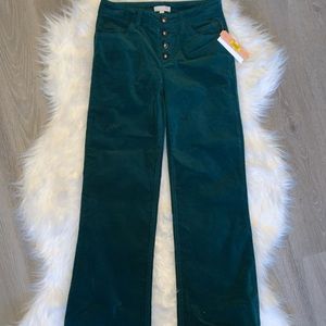 super trendy green velvet 70s style pants!